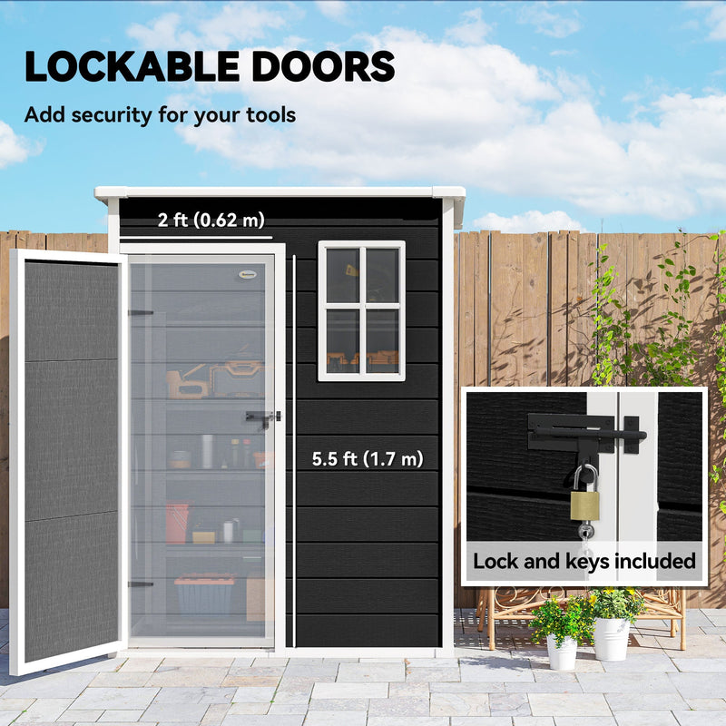 Close-up of the 62 cm wide lockable door with a padlock fitted and keys included