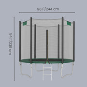 Dimensions diagram showing the trampoline measuring 244 cm across and 239 cm tall
