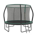 SONGMICS 305 cm outdoor trampoline in green with the safety net fitted inside the padded frame