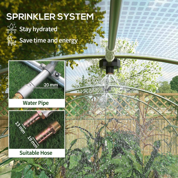 Image of a Walk In Greenhouse With Built In Sprinkler System Green