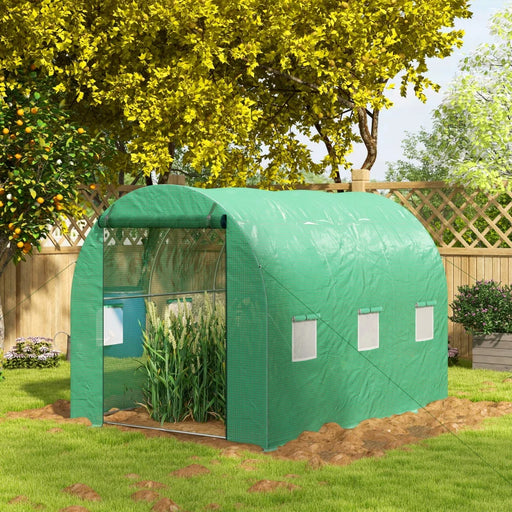 Image of a Walk In Greenhouse With Built In Sprinkler System Green