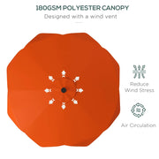 Image of an orange crank handle parasol with LED lights