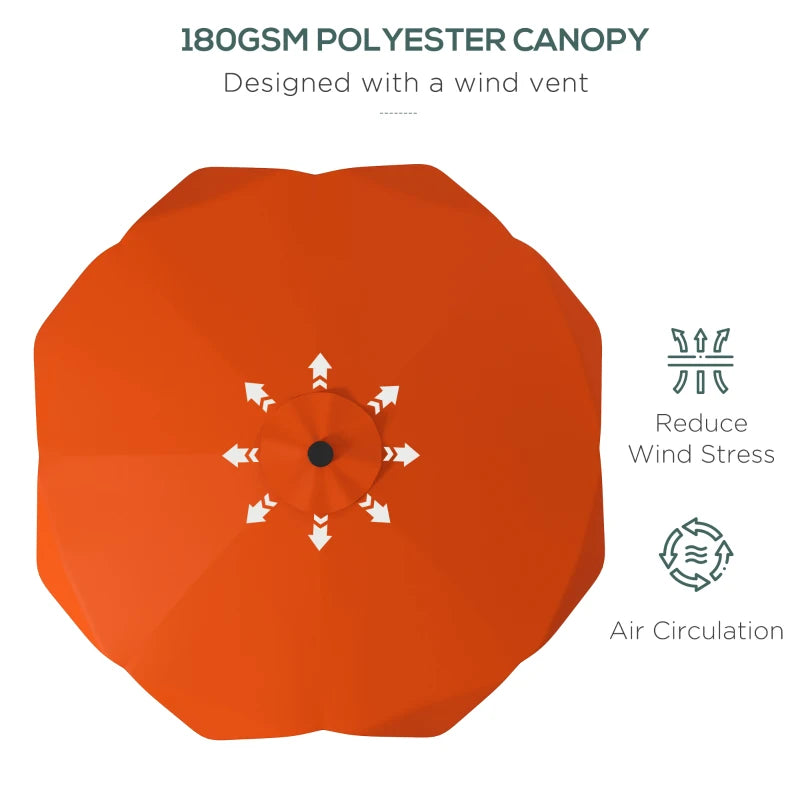 Image of an orange crank handle parasol with LED lights