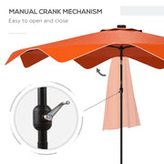 Image of an orange crank handle parasol with LED lights