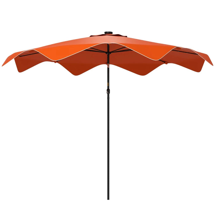 Image of an orange crank handle parasol with LED lights