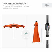 Image of an orange crank handle parasol with LED lights