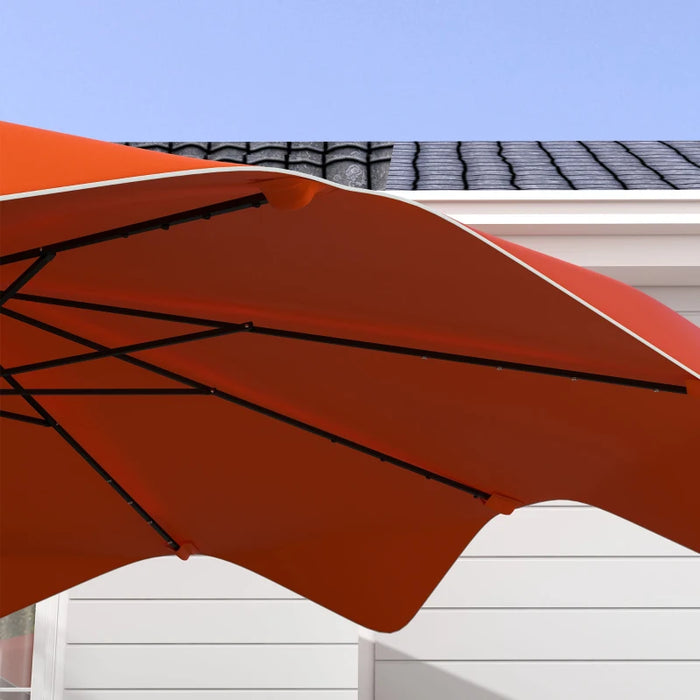 Image of an orange crank handle parasol with LED lights