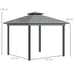 Image of an Outsunny 3m x 3m Garden Gazebo With Curtains, 2-Tier Roof, Grey