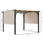 An image of a Beige 3m x 3m Garden Pergola With Retractable Roof 