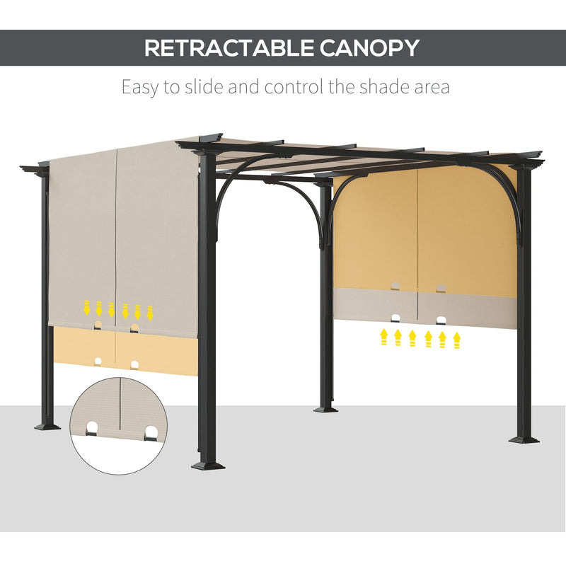 An image of a Beige 3m x 3m Garden Pergola With Retractable Roof 