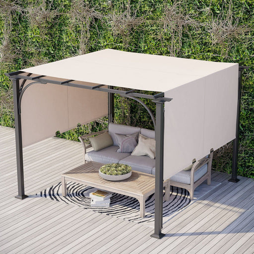 An image of a Beige 3m x 3m Garden Pergola With Retractable Roof 