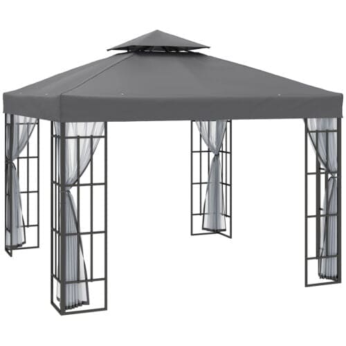 Image of an Outsunny 3x3 Metal Frame Garden Gazebo With Mosquito Nets Grey
