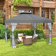 Image of an Outsunny 3x3 Metal Frame Garden Gazebo With Mosquito Nets Grey
