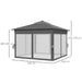 Image of an Outsunny 3x3m Pop Up Garden Gazebo With LED Lights, Nets, 2-Tier Roof, Grey 