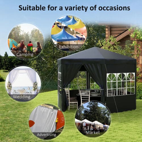 Image of an Outsunny 4m Hexagon Gazebo With Sides, Black