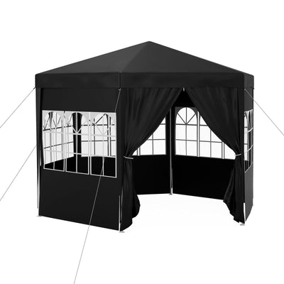 Image of an Outsunny 4m Hexagon Gazebo With Sides, Black
