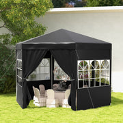 Image of an Outsunny 4m Hexagon Gazebo With Sides, Black