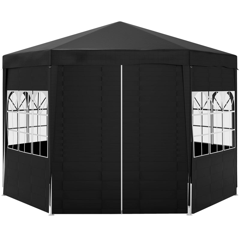 Image of an Outsunny 4m Hexagon Gazebo With Sides, Black