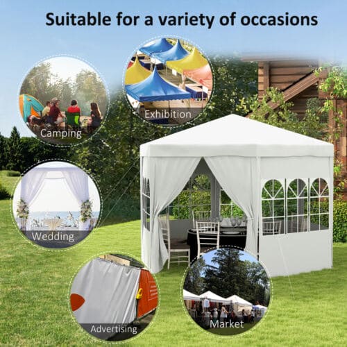 Image of an Outsunny 4m Hexagon Gazebo With Sides, White
