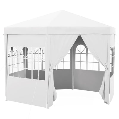 Image of an Outsunny 4m Hexagon Gazebo With Sides, White
