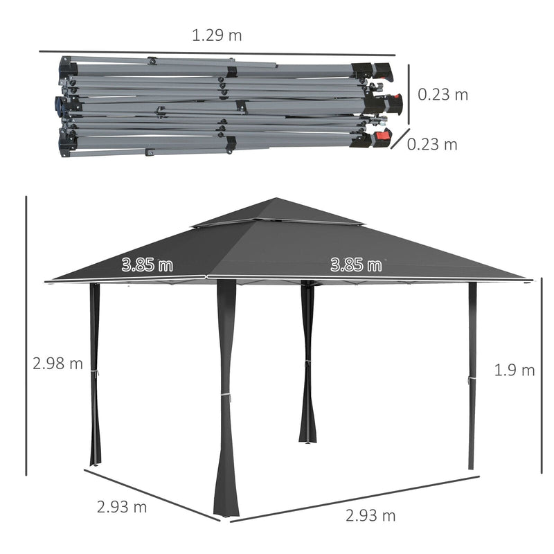 Image of an Outsunny 4m x 4m Pop Up Garden Gazebo, Dark Grey