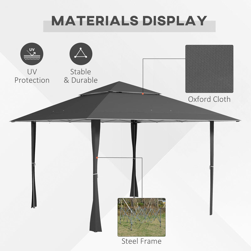 Image of an Outsunny 4m x 4m Pop Up Garden Gazebo, Dark Grey