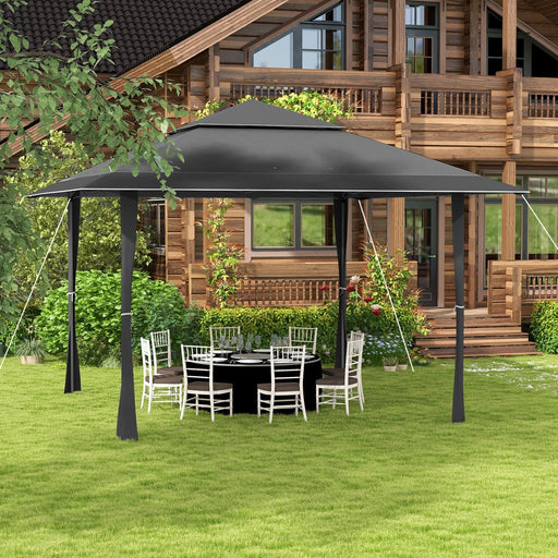 Image of an Outsunny 4m x 4m Pop Up Garden Gazebo, Dark Grey