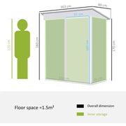 Dimension diagram: 163 cm wide, 89 cm deep, 183 cm high side, 170 cm low side, 61 cm door