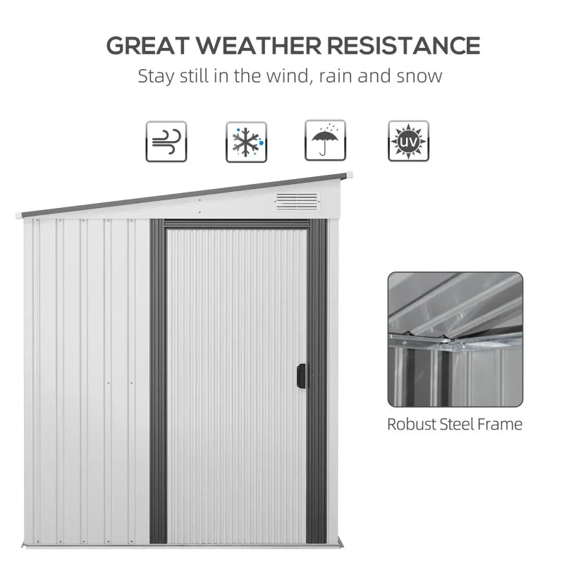 Weather resistance panel with wind, snow, rain and UV icons and a robust steel frame close-up