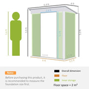 Dimension diagram showing the shed at 195 cm wide, 122 cm deep and 181.5 cm high