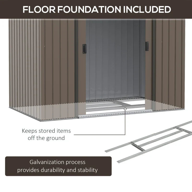 Floor foundation diagram showing the steel base frame that lifts stored items off the ground