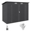 Dark grey 8x4ft Outsunny metal garden shed with pent roof, two vents and closed double doors