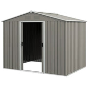 Studio shot of the shed with one sliding door slid open showing the empty interior