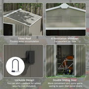 Feature panel: apex roof, four ventilation louvres, padlock point and sliding doors