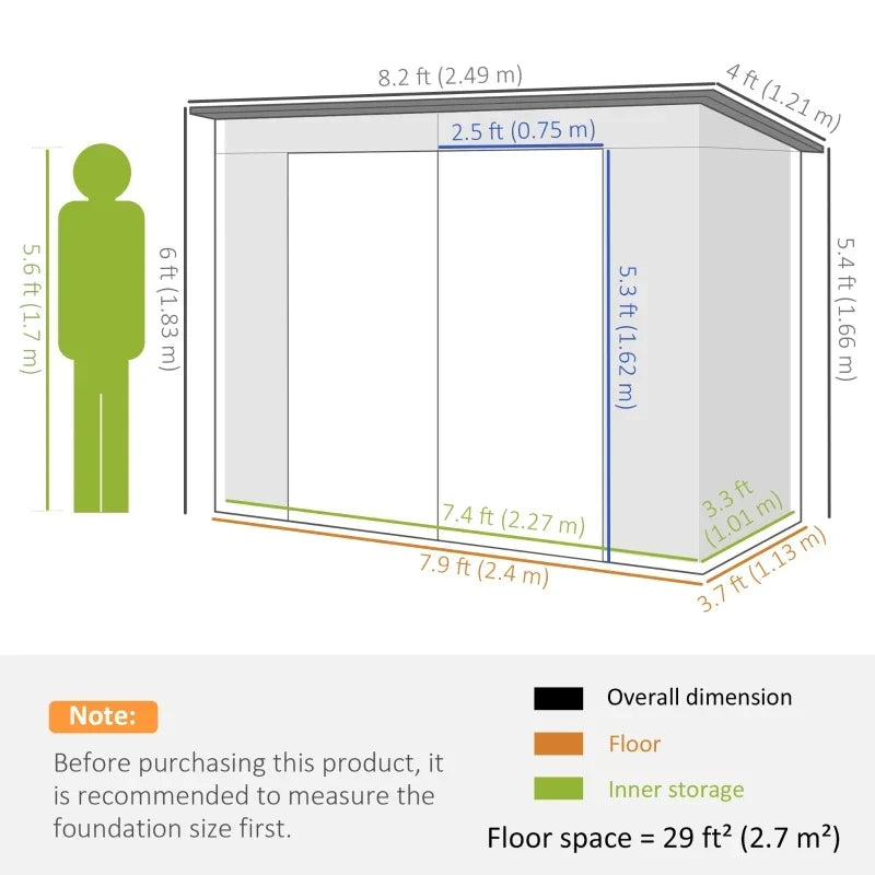 Dimension diagram: 249 x 121 cm overall, 183 to 166 cm high, 227 x 101 cm inner storage