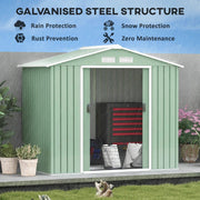 Galvanised steel structure panel listing rain, snow and rust protection for the shed