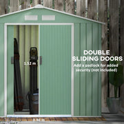 Double sliding doors panel showing the 152 cm door height and the padlock fixing point