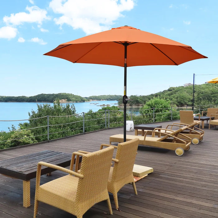 Image of an orange tilting patio parasol