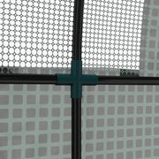 Image of a small walk in polytunnel greenhouse with roll up door and 2 windows