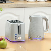 Grey Modern Kettle and Toaster Set for Fast Breakfast Preparation Dual Function Design