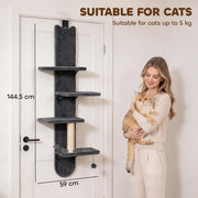 Cat shelf dimensions 144.5 x 59 cm beside a woman holding a cat