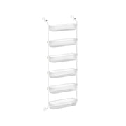Songmics 6-tier over-the-door storage organiser in Transparent, with a white frame and clear baskets