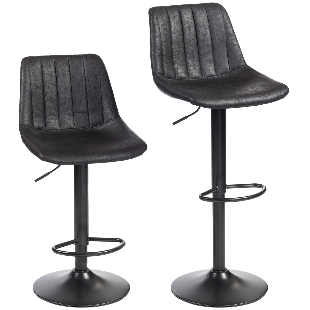 Buy Set of 2 Black Leathaire Bar Stools With Footrest | Opal Retail