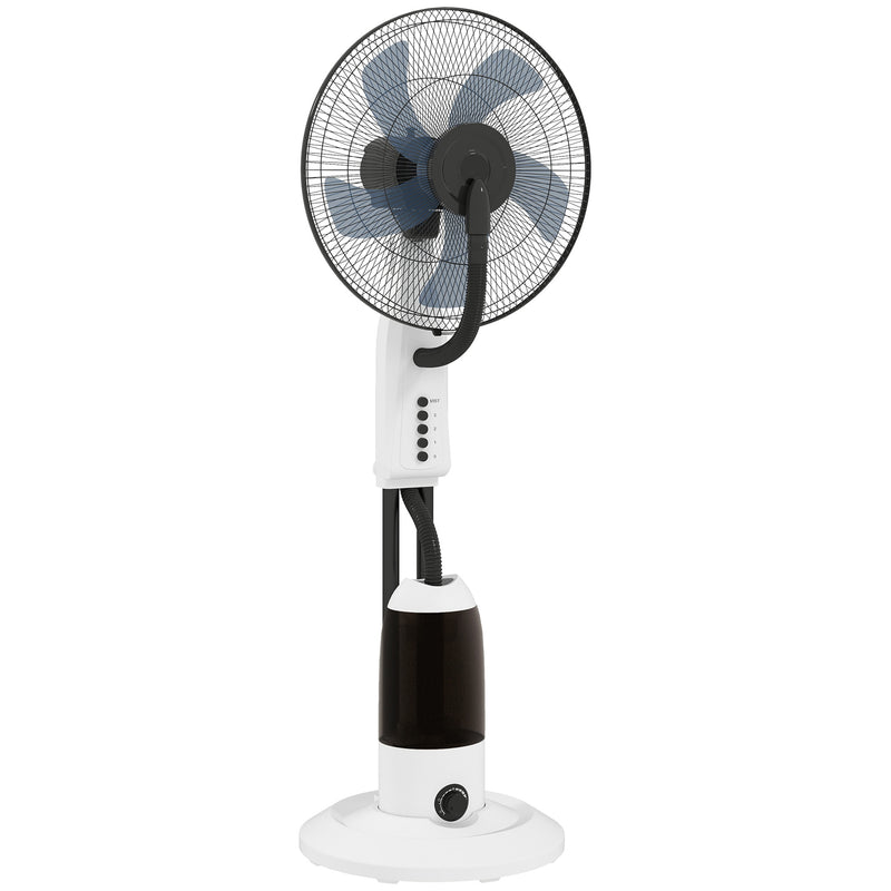 Pedestal Misting Fan with Humidifier for Cool Indoor Air and Quiet Operation White AOSOM