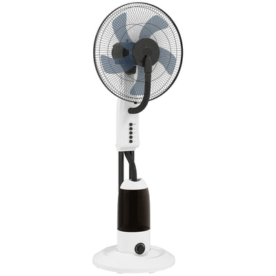 Pedestal Misting Fan with Humidifier for Cool Indoor Air and Quiet Operation White AOSOM
