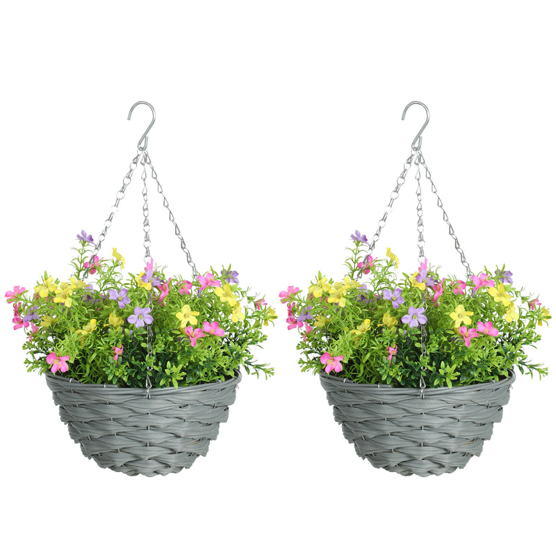 Set of 2 Artificial Hanging Cosmos Flowers for Indoor or Outdoor Display Multicoloured