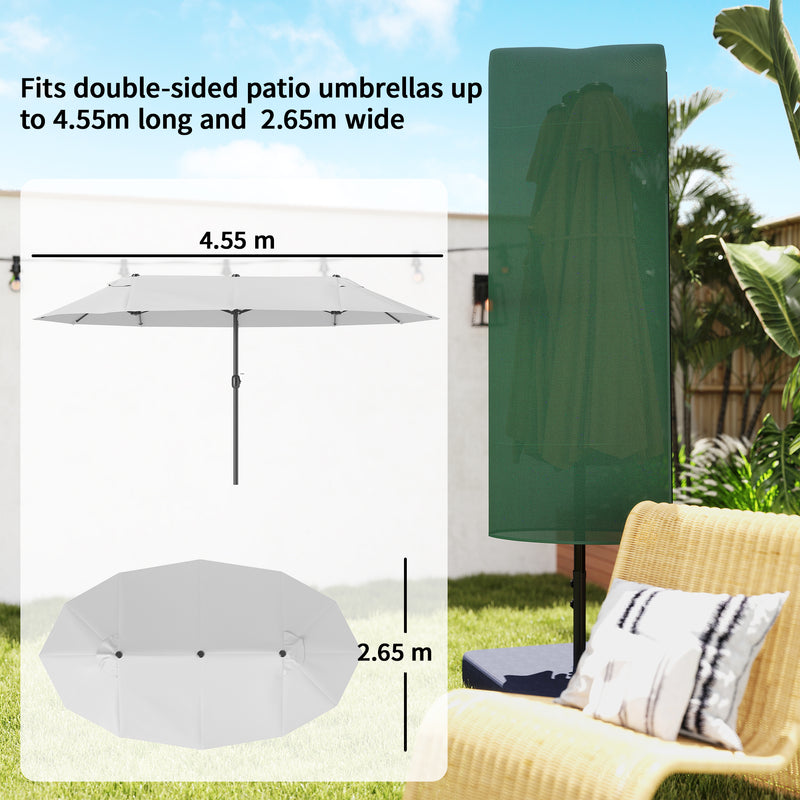 Cantilever Garden Parasol Cover for Year Round Weather Protection Easy Fit, Dark Green Outsunny