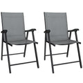 Folding Garden Chairs Set of 2 for Easy Outdoor Seating with High Back Light Grey Outsunny
