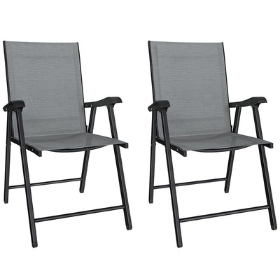 Folding Garden Chairs Set of 2 for Easy Outdoor Seating with High Back Light Grey Outsunny
