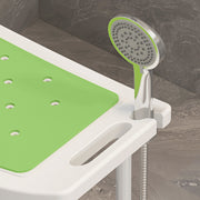 Height Adjustable Shower Stool With Padded Seat and Drainage Holes for Bathroom Use, Green